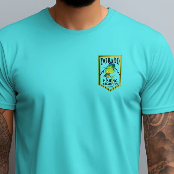 Dorado Fishing Charters T-shirt Gift for Men Mahi Dolphin Fish - Picture 2 of 2